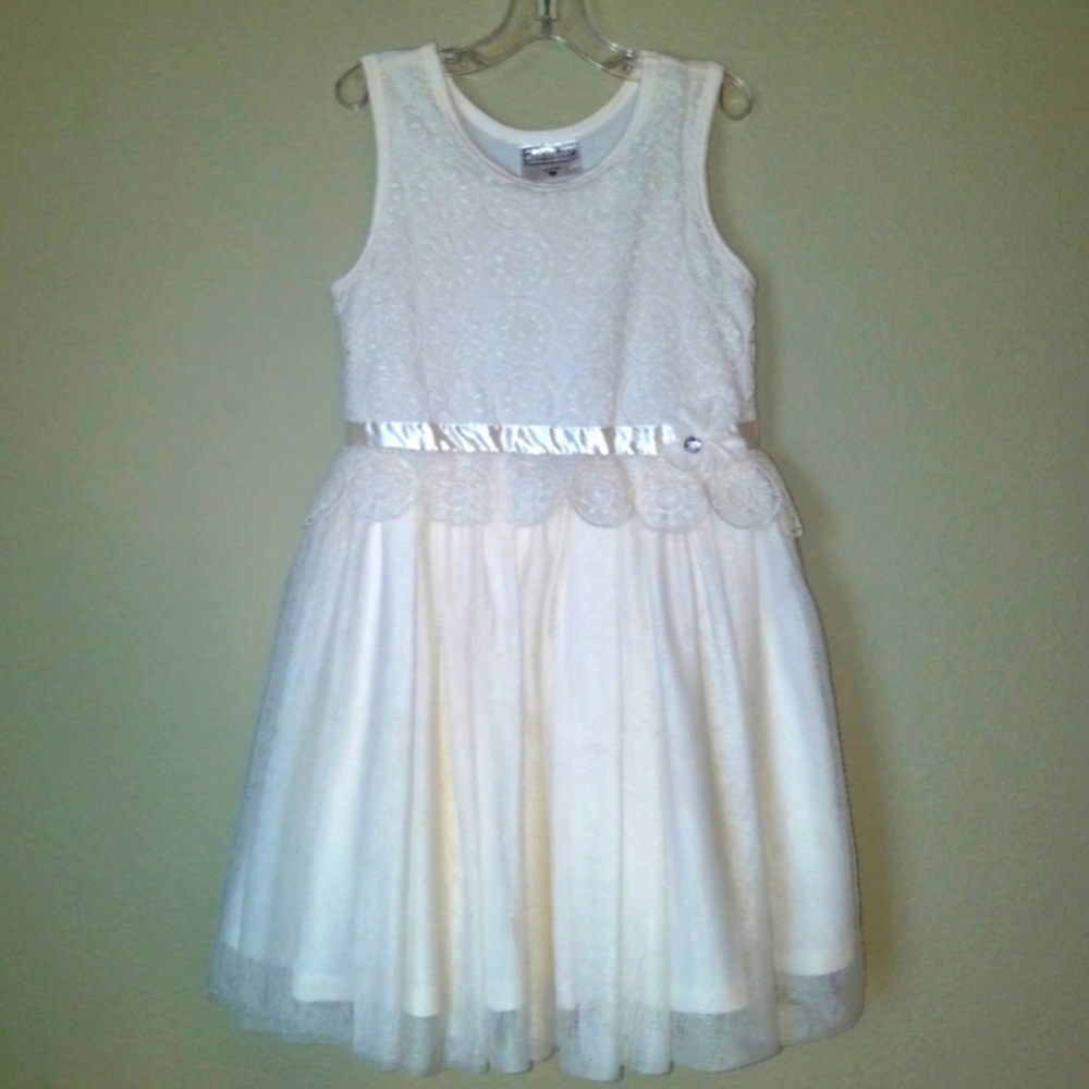 Elegant Cream Lace Kids Dress